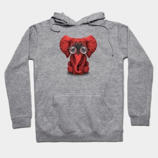 Baby Elephant with Glasses and Albanian Flag Hoodie